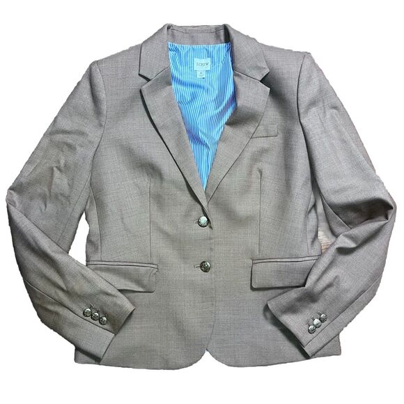 J. Crew Schoolboy Tan Blazer Jacket Wool Blend Womens Size 6 Gold Buttons Pocket - Picture 1 of 13